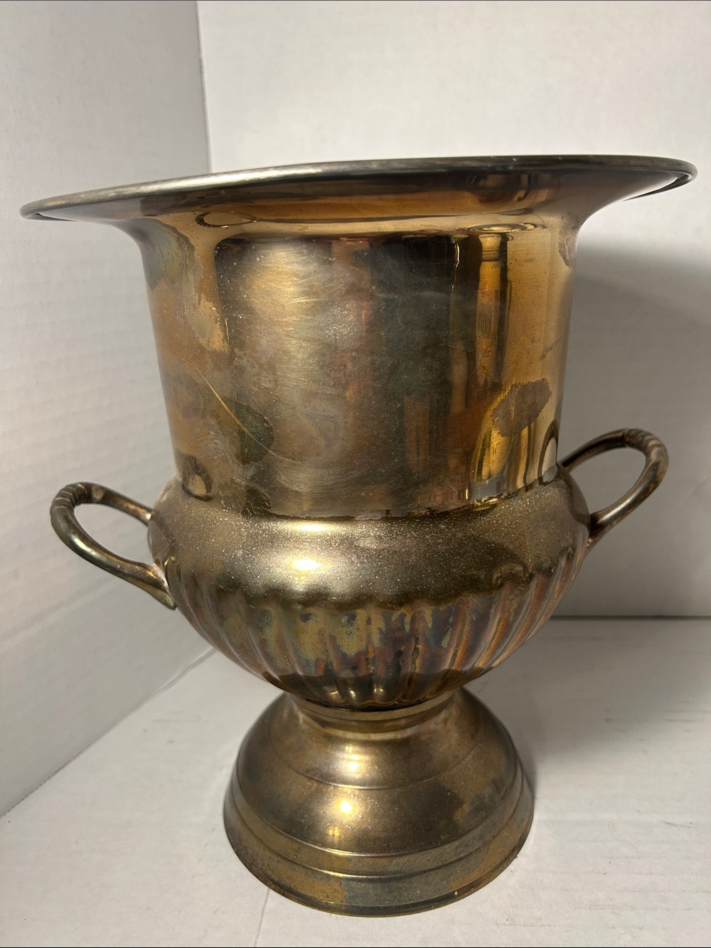 Vintage Brass Champagne or Wine Cooler - Golden Metallic